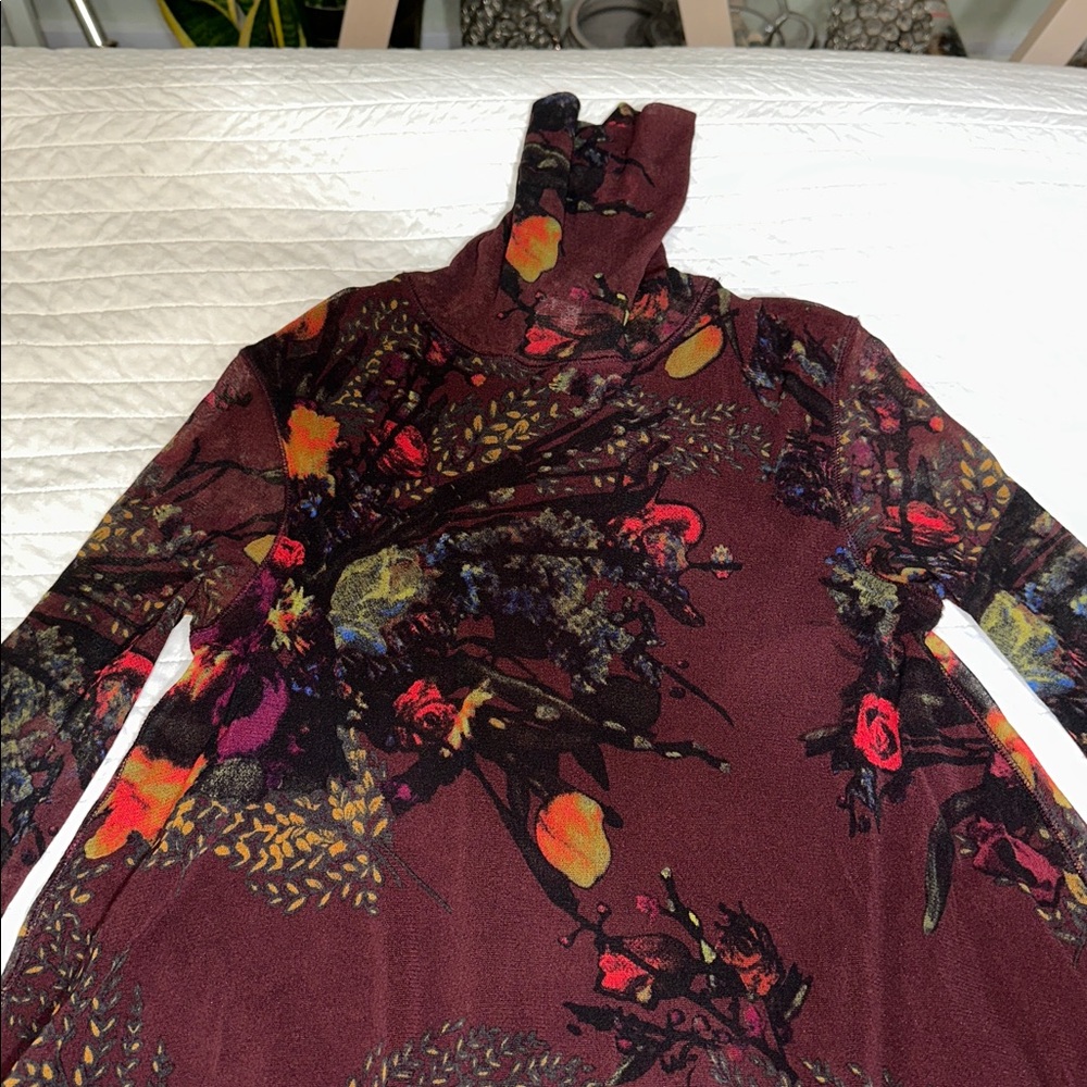 Jean Paul Gaultier Burgundy Floral Asymmetric Dress